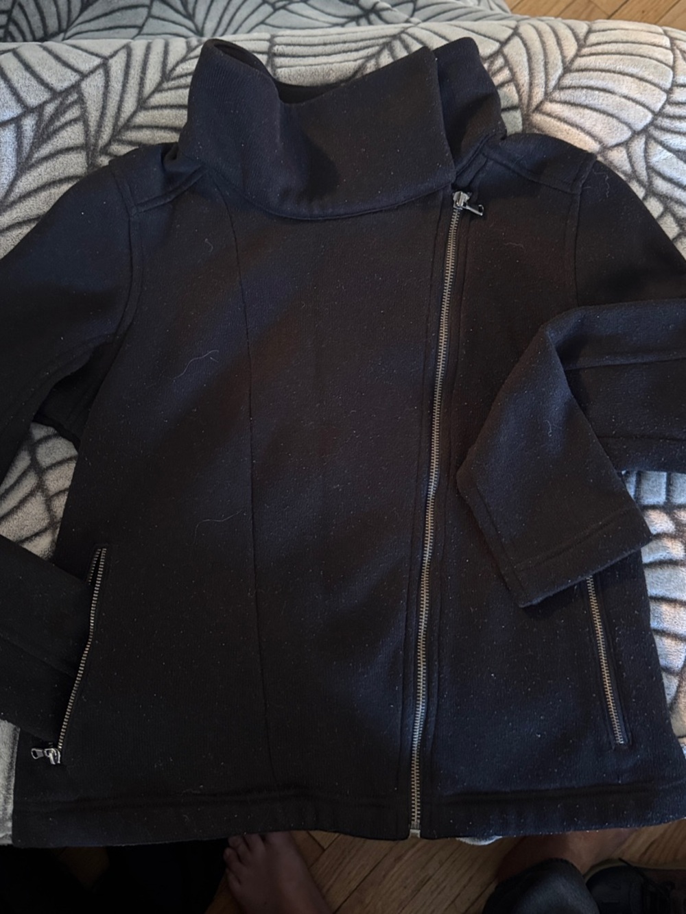 Old Navy Black Zip Cowl Neck Jacket - Size Medium